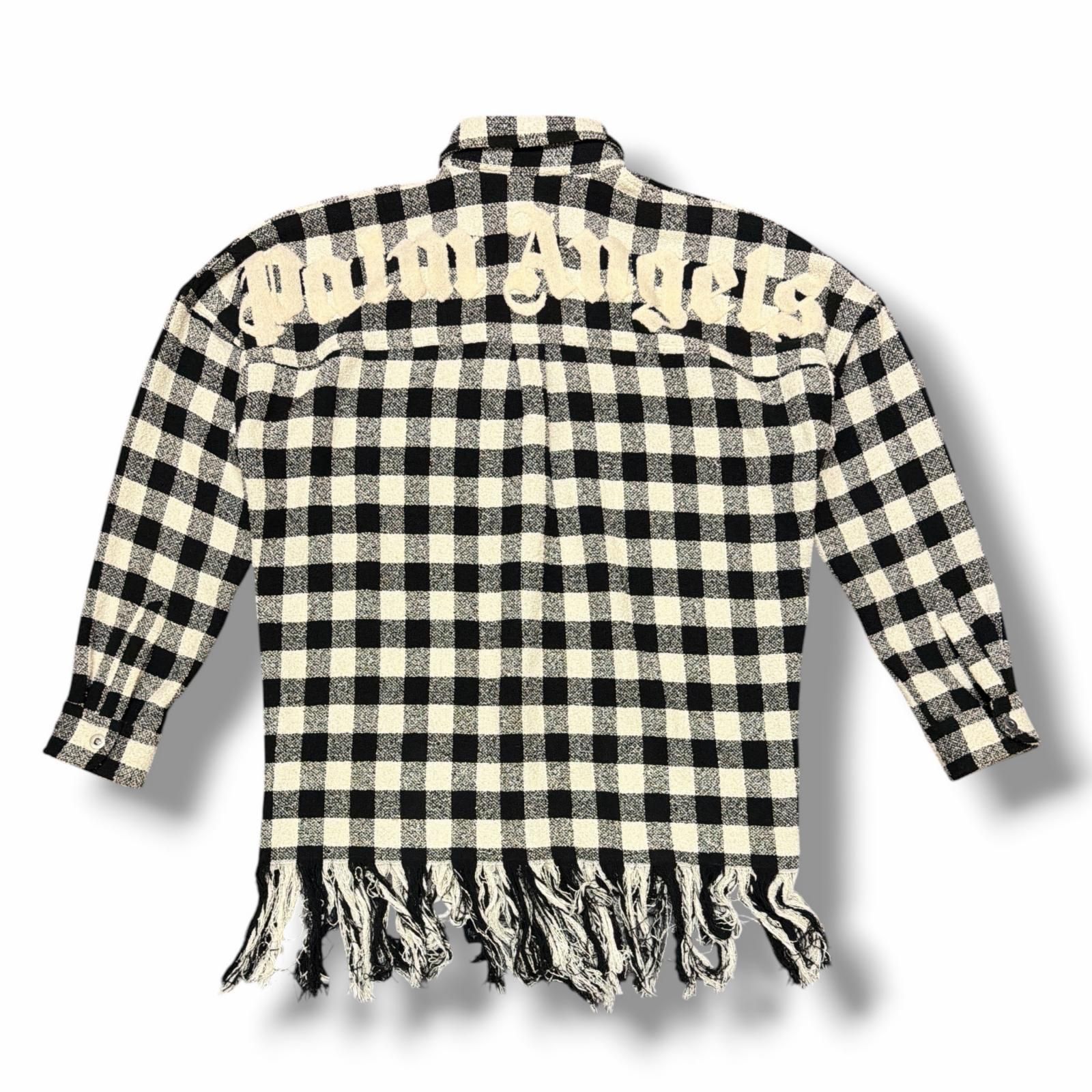 Palm Angels fringed check-print jacket フリンジチェックプリントジャケット パームエンジェル PMEA162S21FAB001 ブラック L （15159M） 7,742円
