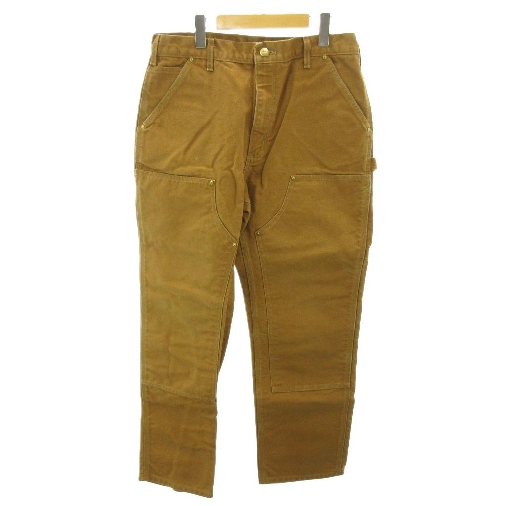 カーハート carhartt ダブルニー ワークパンツ ペインター ロゴ パッチ USA製 34×32 キャメル 0511