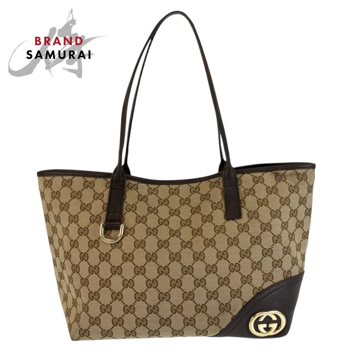 美品 GUCCI グッチ ニューブリット ベージュ ブラウン GGキャンバス 