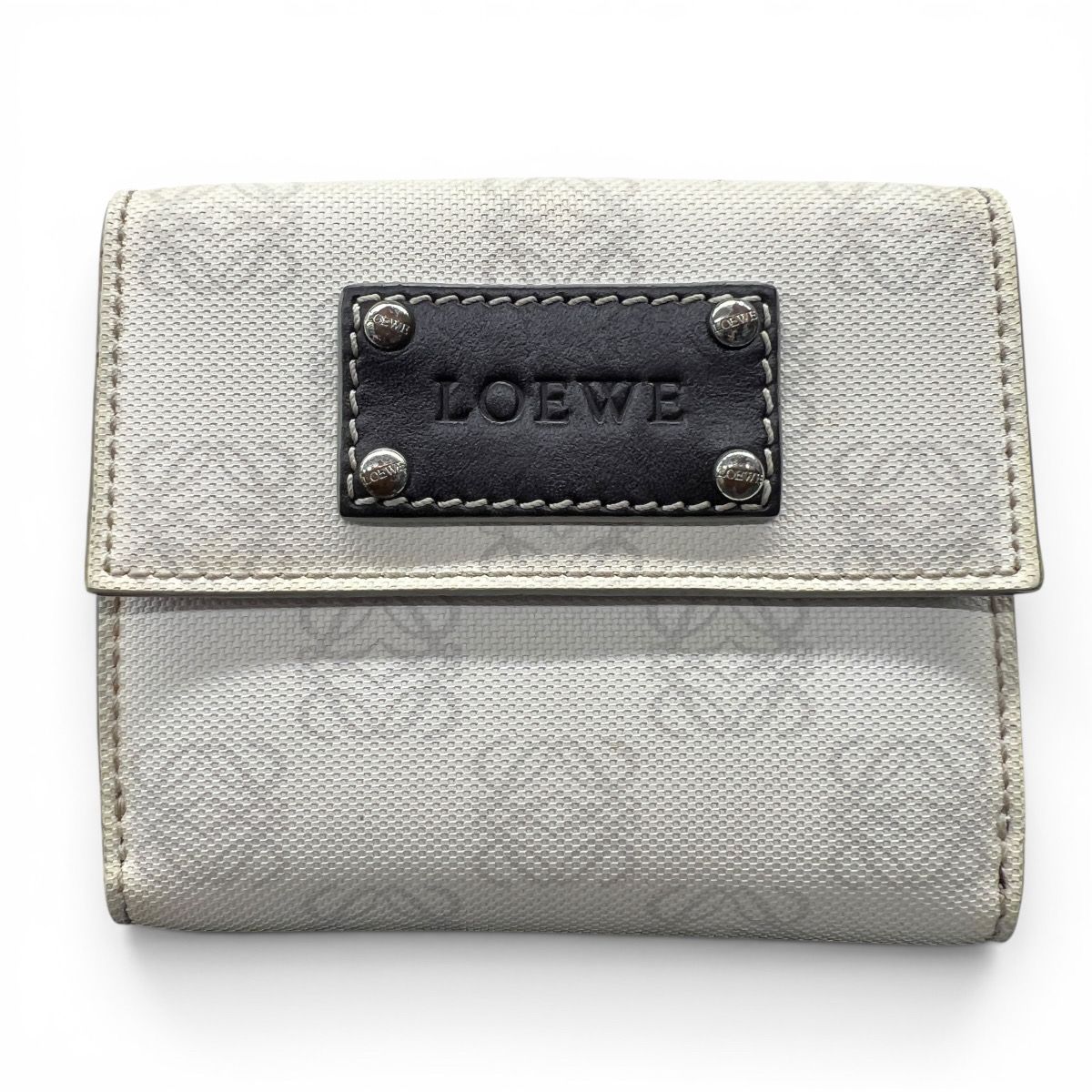 美品　LOEWE　ロエベ　アナグラム　Wホック　コンパクトウォレット　三つ折り LOEWE ロエベ アナグラム Wホック コンパクト 三つ折り 【公式通販】