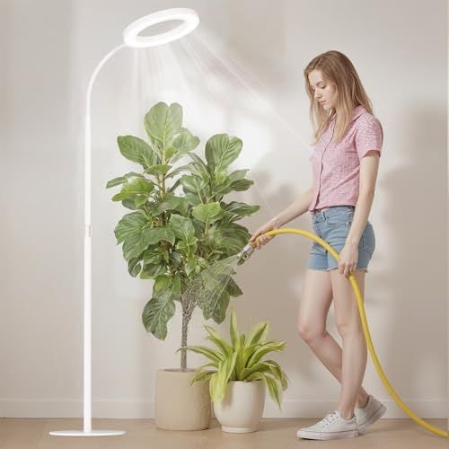 ☆新品☆室内植物専用成長ライト 全スペクトル栽培ライト（スタンド付属）自動タイマー機能（3時間/9時間/12時間）10段階調光 高さ調節可能（51-67インチ）（白） 7988836a