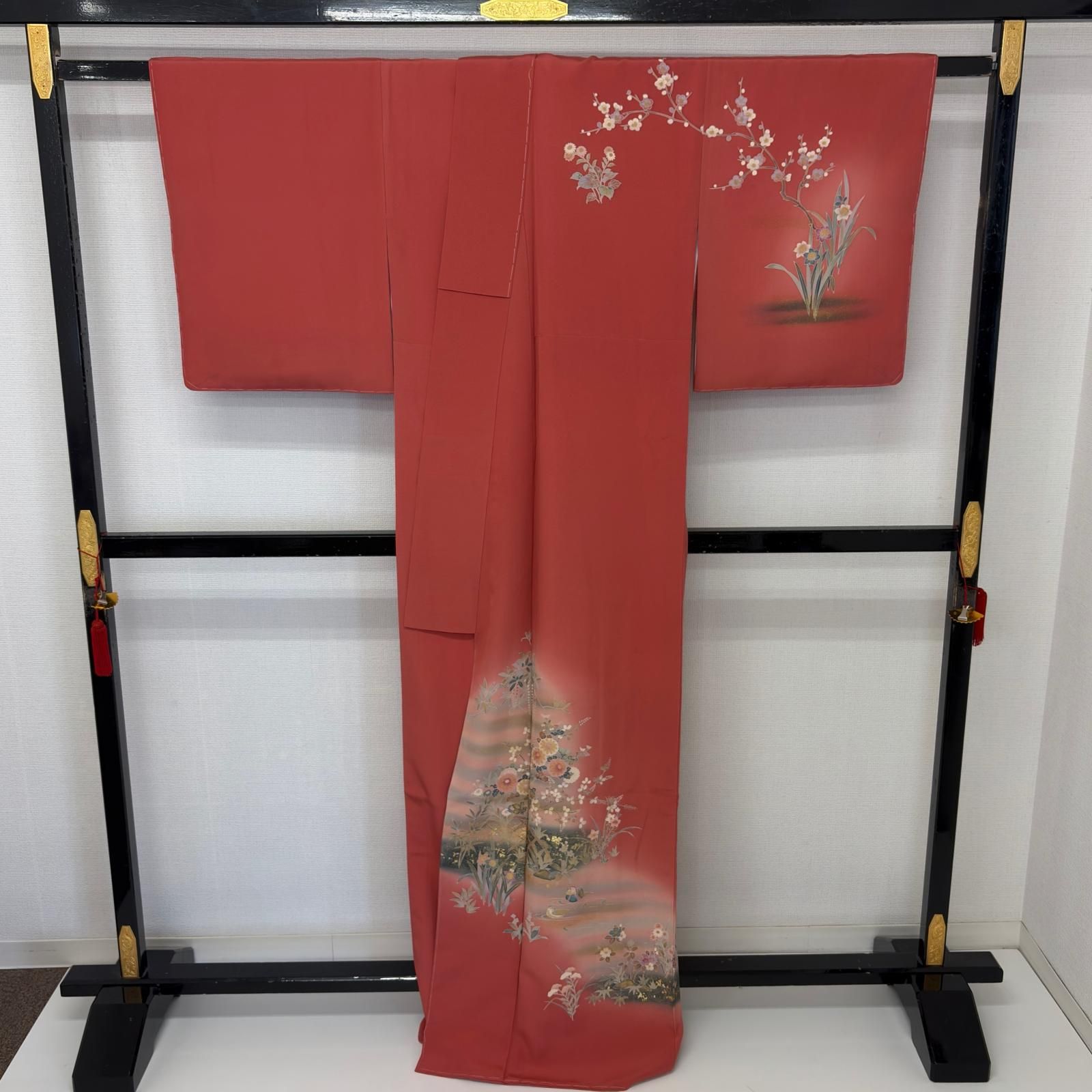 未使用品 付下げ 正絹 雀 鳥 金彩 笹 グラデーション 付下げ 金彩 草花の染め 鳥 躾糸付き 紋なし 正絹 MK-7890 - メルカリ