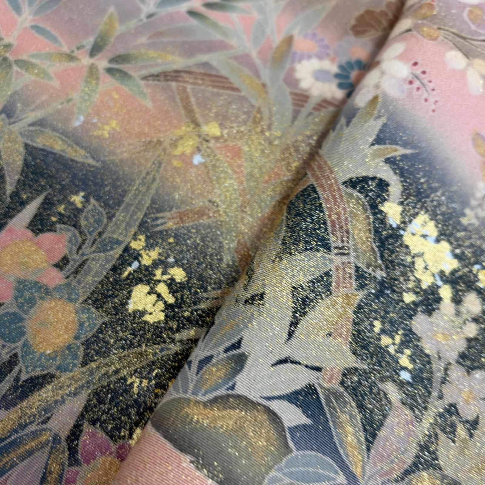 付下げ 金彩 草花の染め 鳥 躾糸付き 紋なし 正絹 MK-7890 - メルカリ
