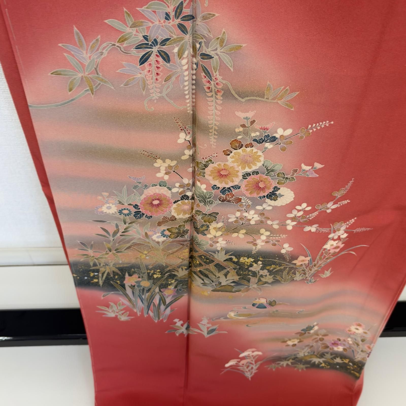 付下げ 金彩 草花の染め 鳥 躾糸付き 紋なし 正絹 MK-7890 - メルカリ
