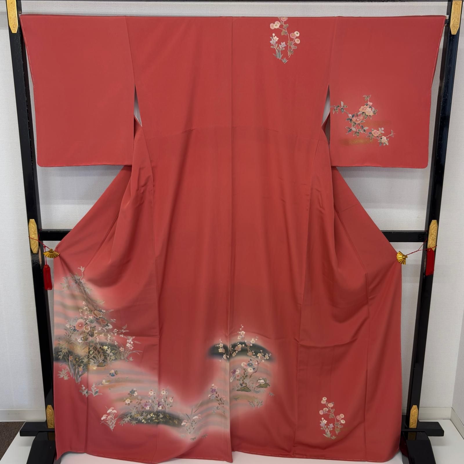 未使用品 付下げ 正絹 雀 鳥 金彩 笹 グラデーション 付下げ 金彩 草花の染め 鳥 躾糸付き 紋なし 正絹 MK-7890 - メルカリ