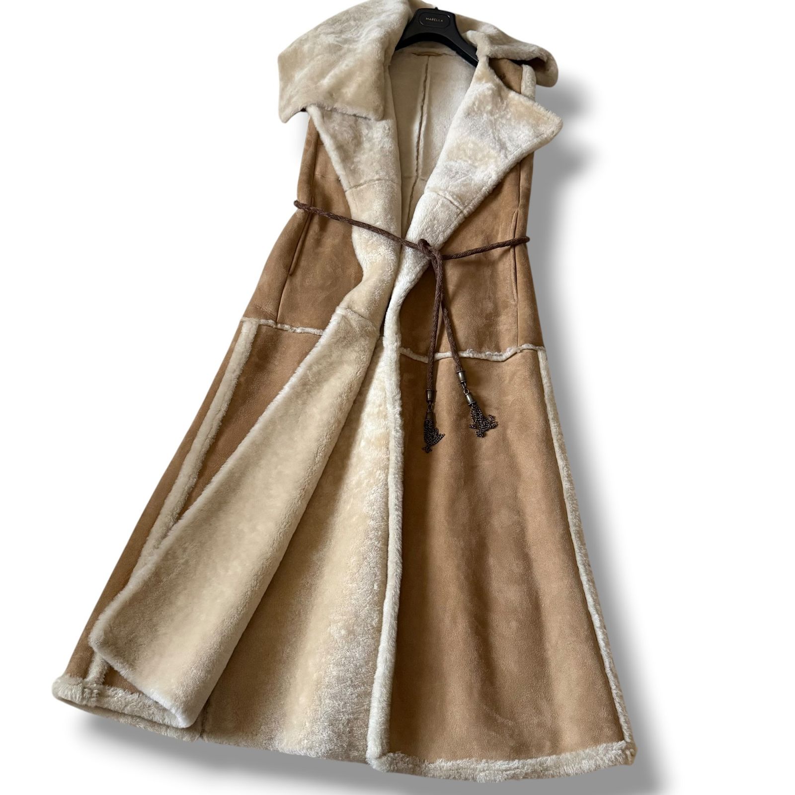 極美品 着丈122㎝リアルムートンジレ MaxMara ロングコート 40