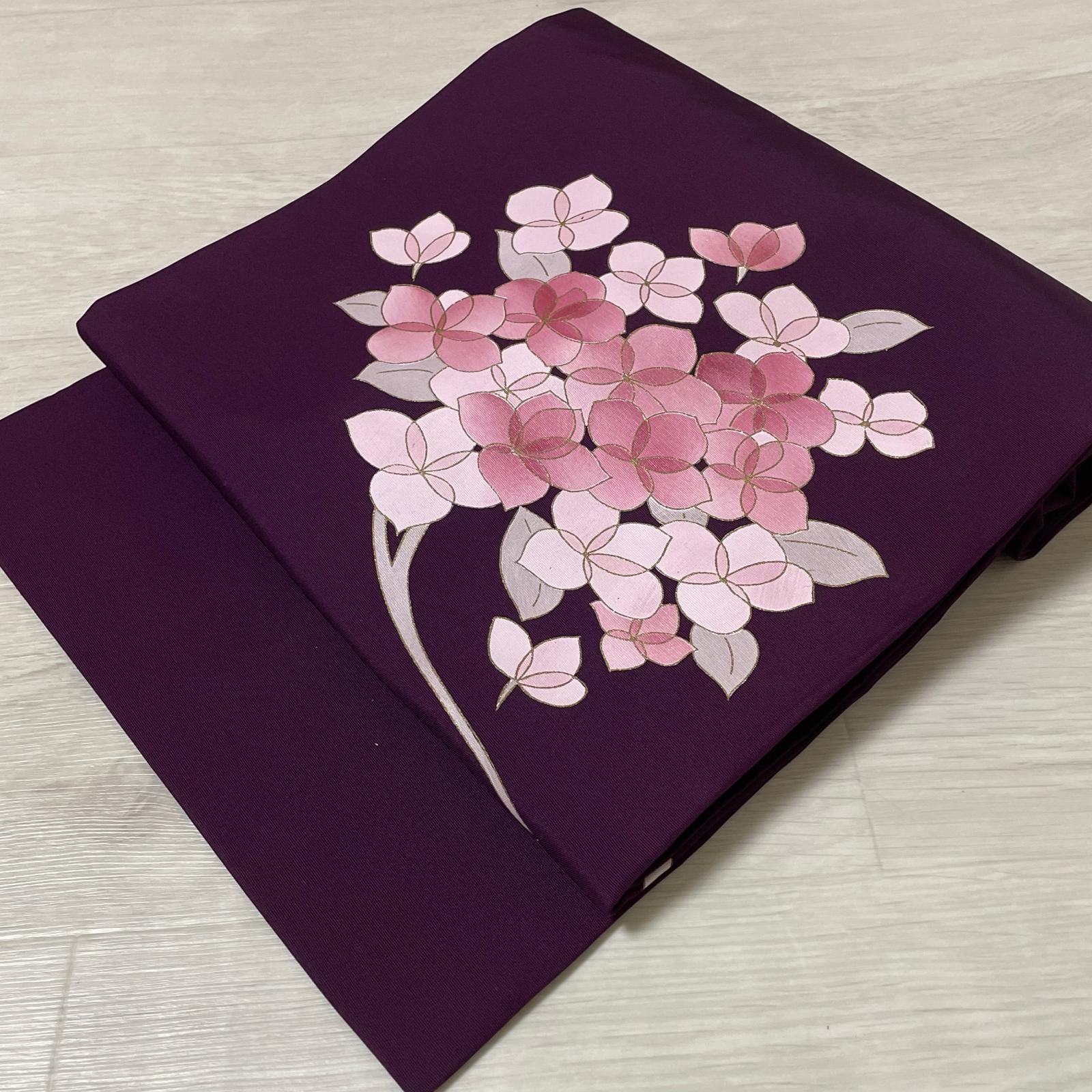 名古屋帯 塩瀬 上品な花模様 九寸 正絹 着物 X-1663