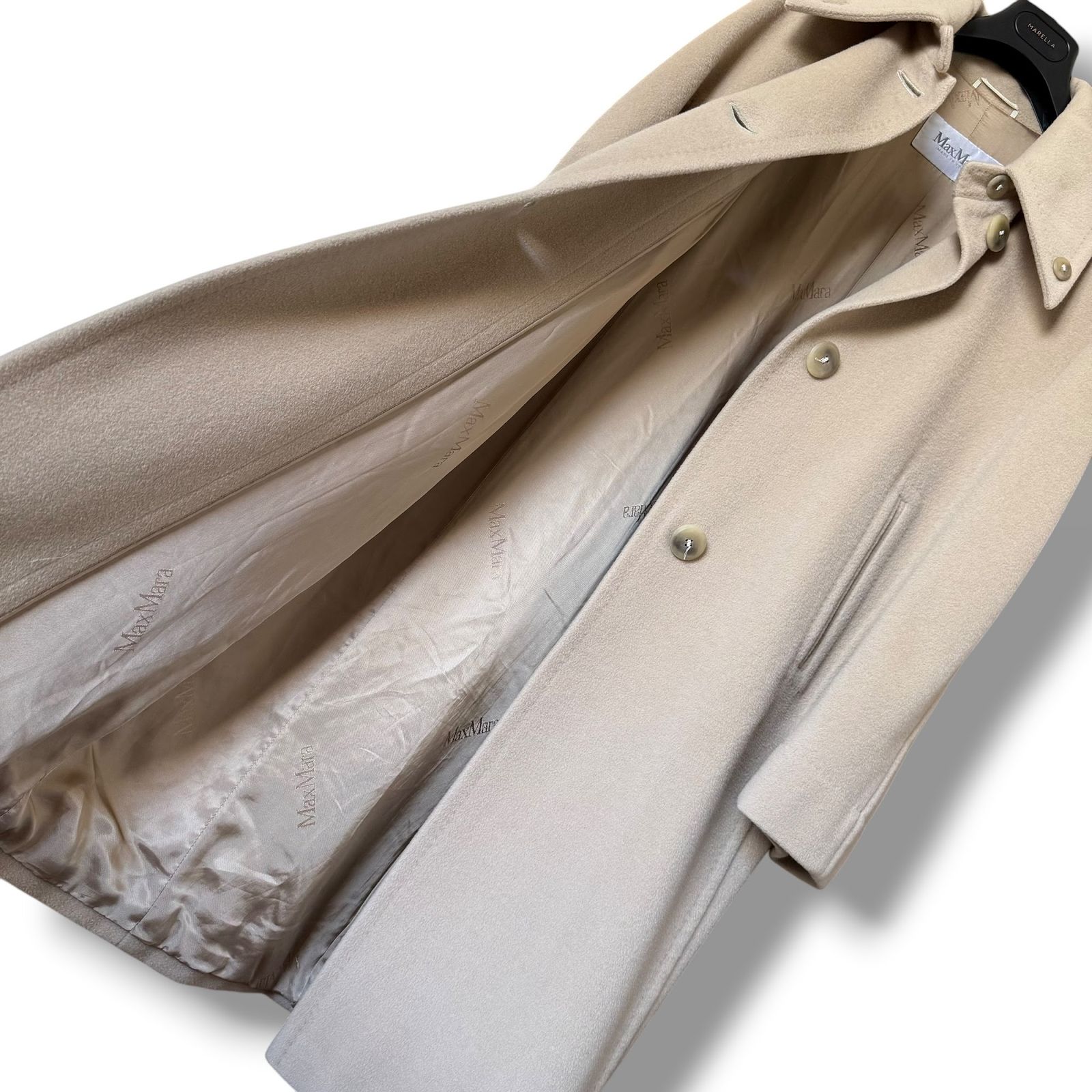 美品 最高級白タグ MaxMara カシミヤ ロングチェスターコート 40