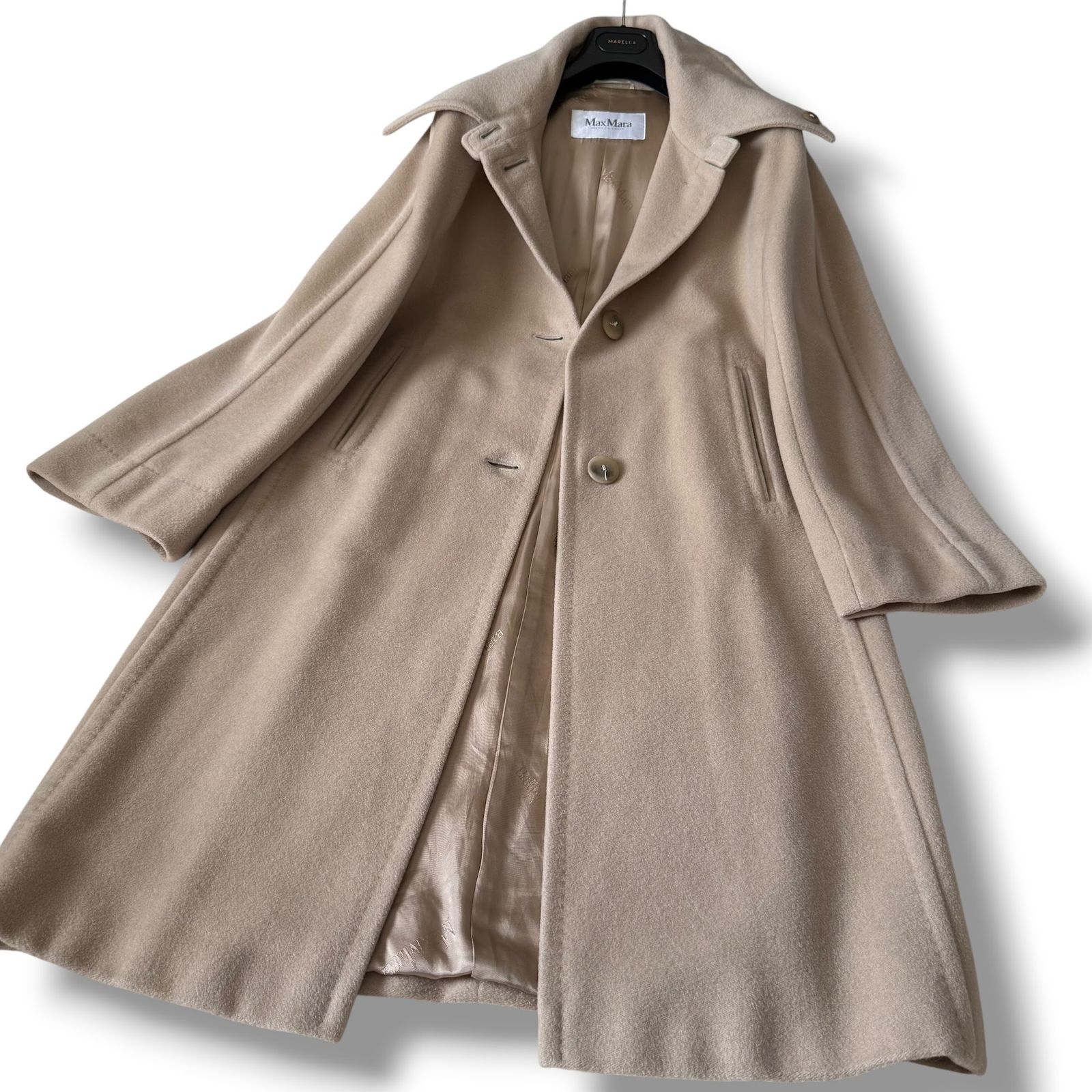 美品 最高級白タグ MaxMara カシミヤ ロングチェスターコート 40