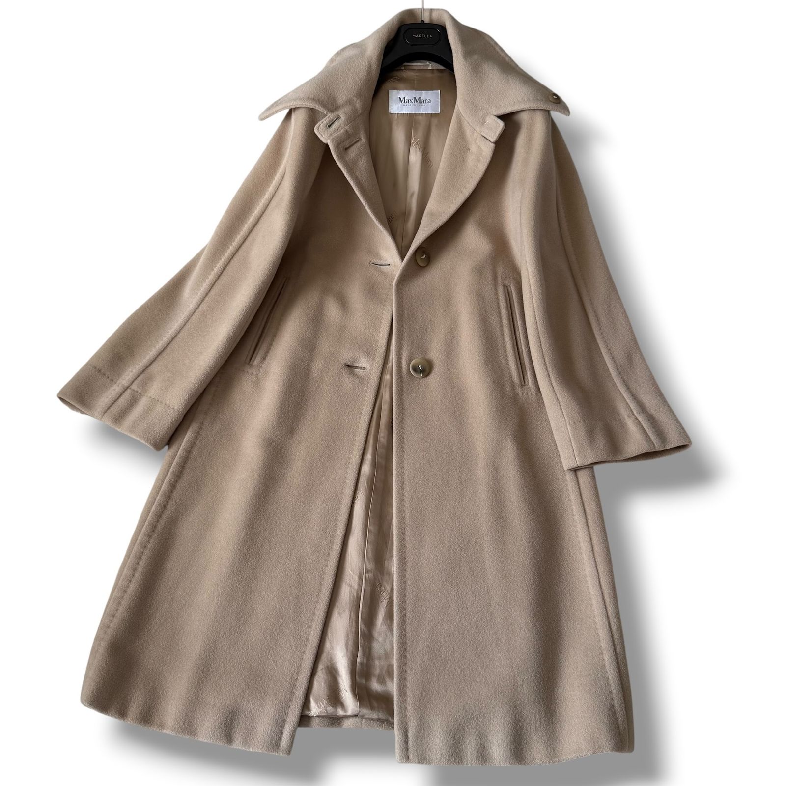 美品 最高級白タグ MaxMara カシミヤ ロングチェスターコート 40