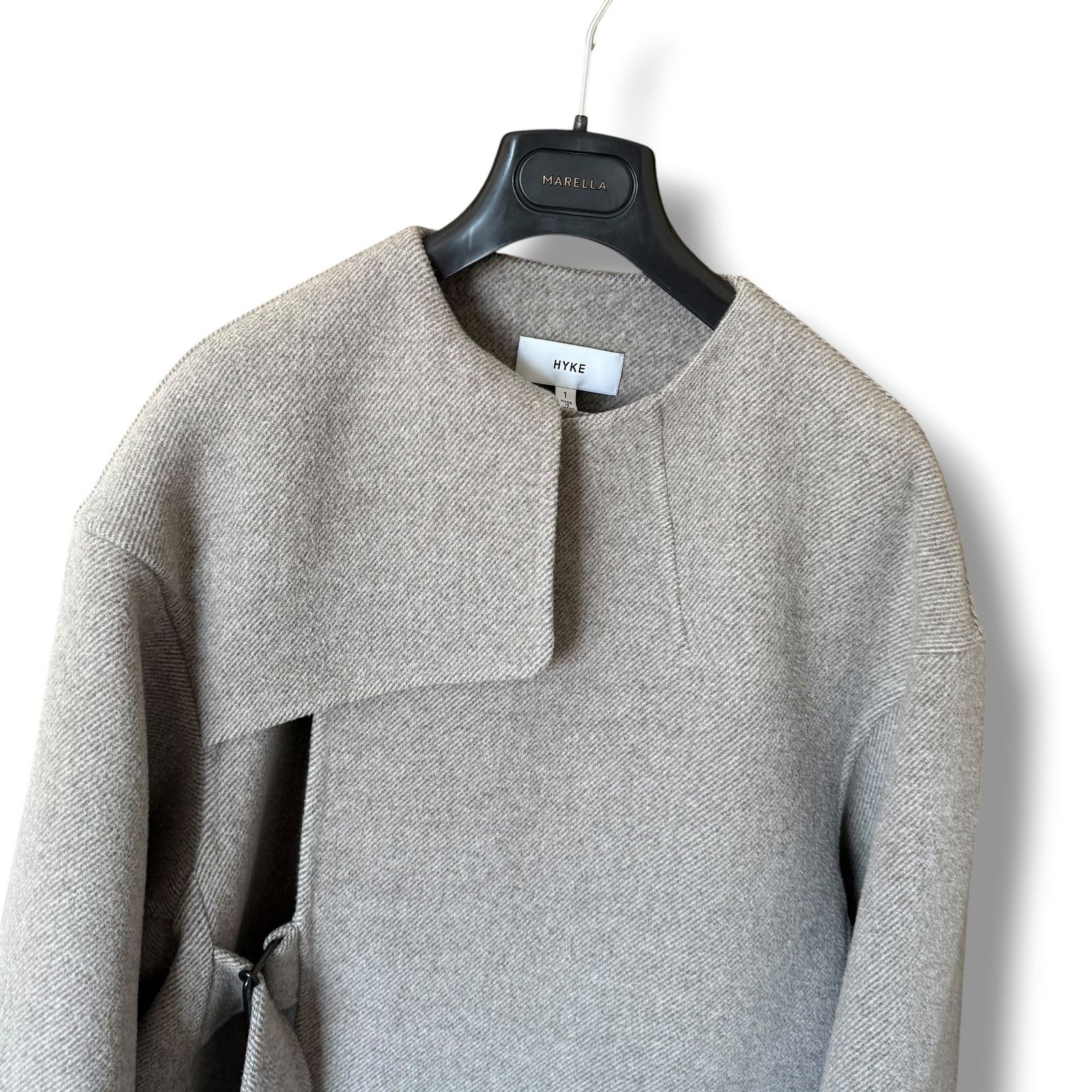 美品 HYKE ダブルフェイストレンチコート 上質ヘリンボーン生地 