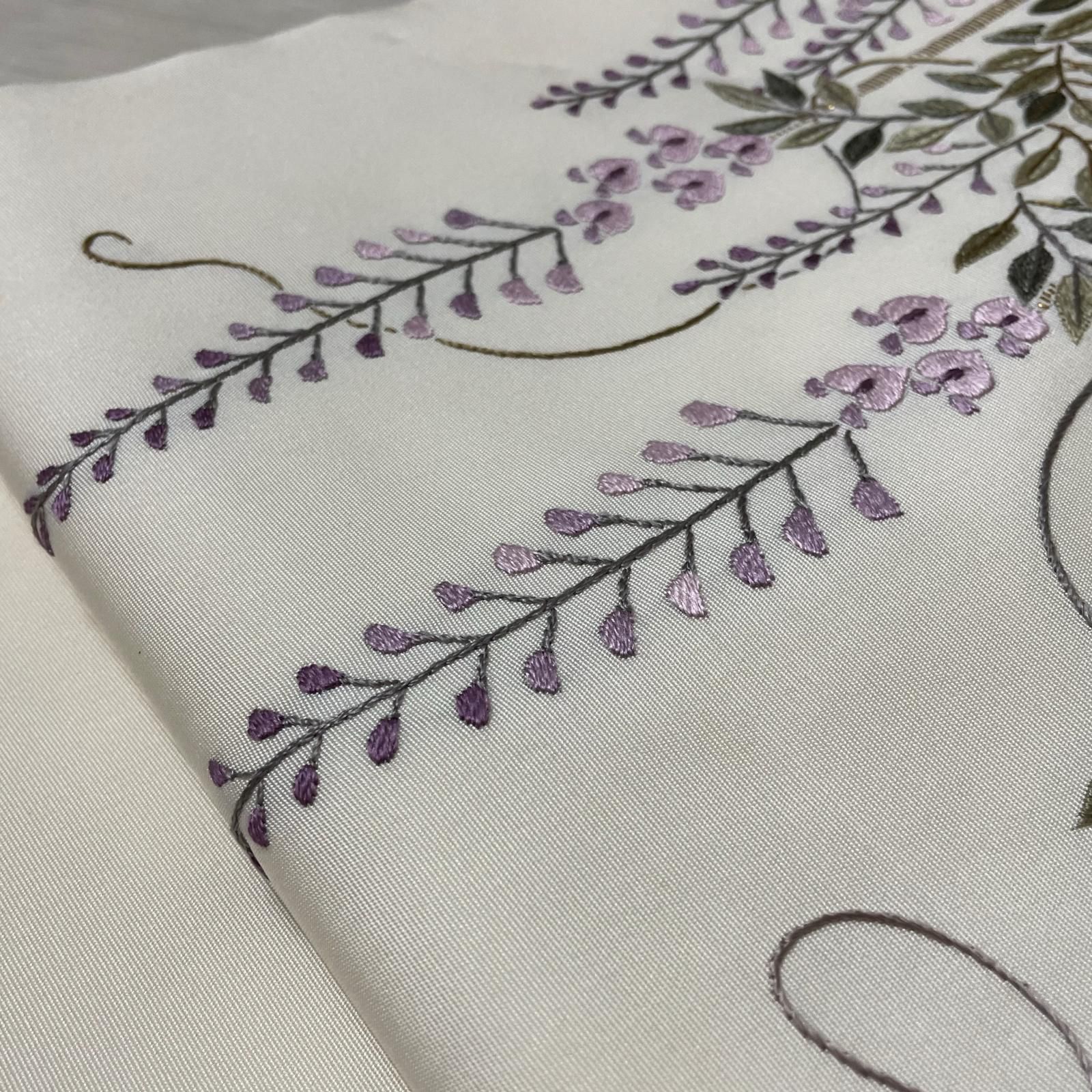 値下げ☆正絹 名古屋帯　刺繍　花 名古屋帯 刺繍 藤の花 九寸 正絹 着物 X-1693 - メルカリ