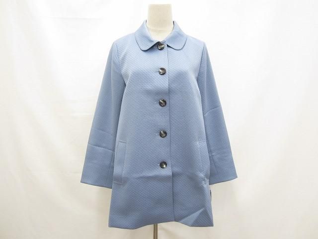 未使用 タグ付き オルベーラ 東京白ゆり會 ステンカラーコート 薄手 M 青 ブルー 日本製 レディース 15,365円