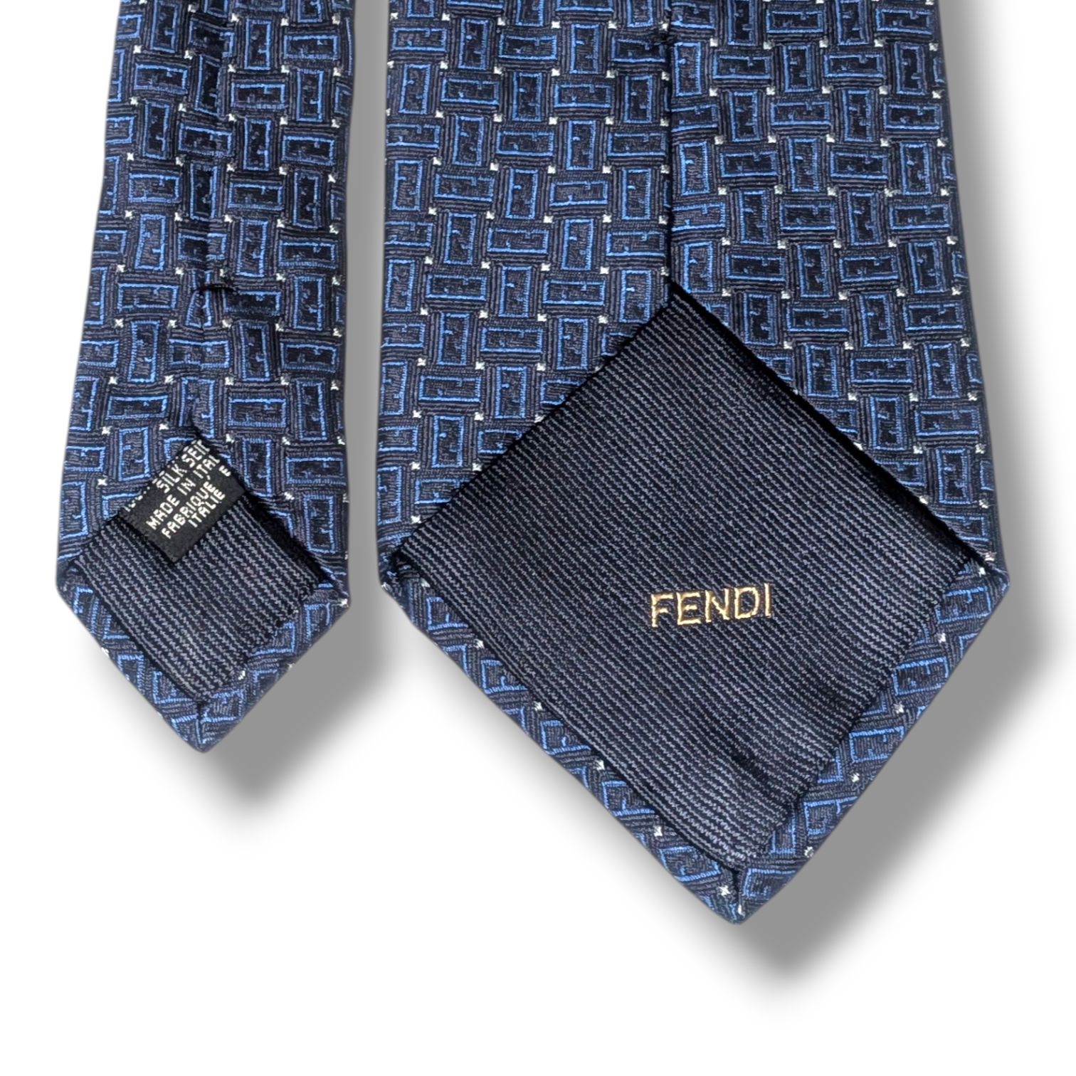 FENDI フェンディ ネクタイ ズッカ柄 総柄 光沢 シルク イタリア製