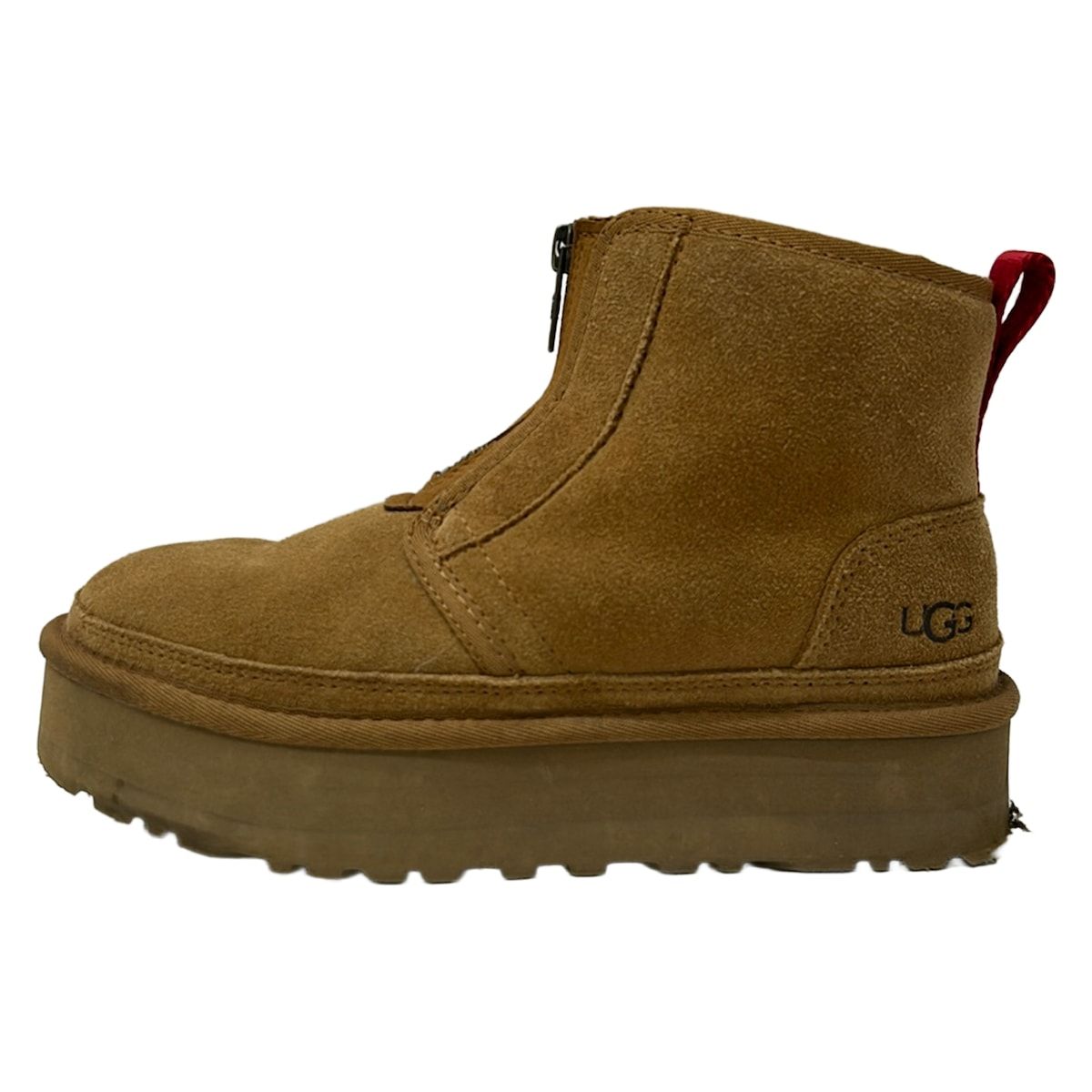 UGG(アグ) ショートブーツ 23 レディース ニューメル プラットフォーム ジップ 1122677 ブラウン ムートン