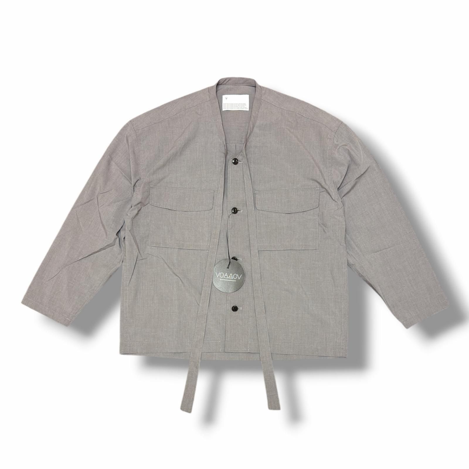 参考上代23980円 未使用 VOAAOV 25SS T/R TYPEWRITER SHIRT タイプリボーンワークシャツ 長袖シャツ ヴォアーブ VOSH-N101 グレー 1 (12026M)