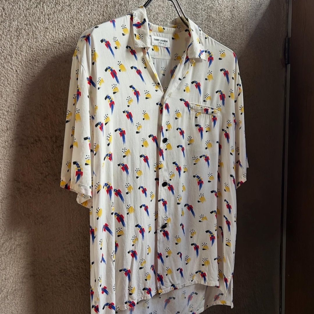 Saint Laurent 半袖シャツ 21SS イタリア製 オープンカラー 総柄シャツ 