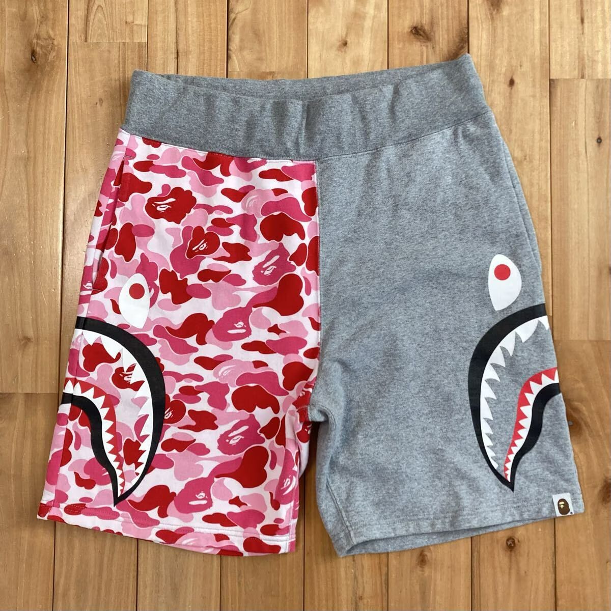 ABC CAMO PINK シャーク スウェットハーフパンツ Mサイズ a bathing ape shark sweat shorts BAPE エイプ ベイプ ABCカモ ピンク y55