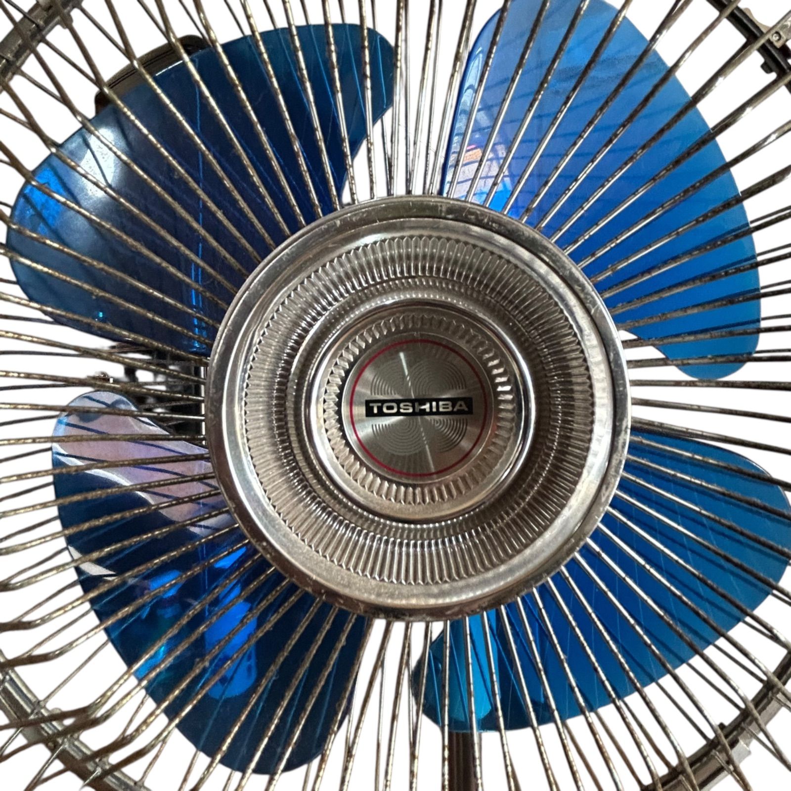 【昭和レトロ】TOSHIBA 卓上扇風機 青 銀 東芝 TOSHIBA 扇風機 昭和レトロ アンティーク家電｜Yahoo!フリマ（旧