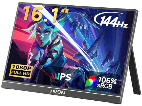 ARZOPA 16.1インチ ゲーミングモニター 144Hz モバイルモニター フルHD IPS非光沢パネル 自立スタンド付 HDR対応 ブルーライト軽減 Switch/PS5/PC対応 USB/Type-C/mini HDMI Z1FC★m 4caa0274