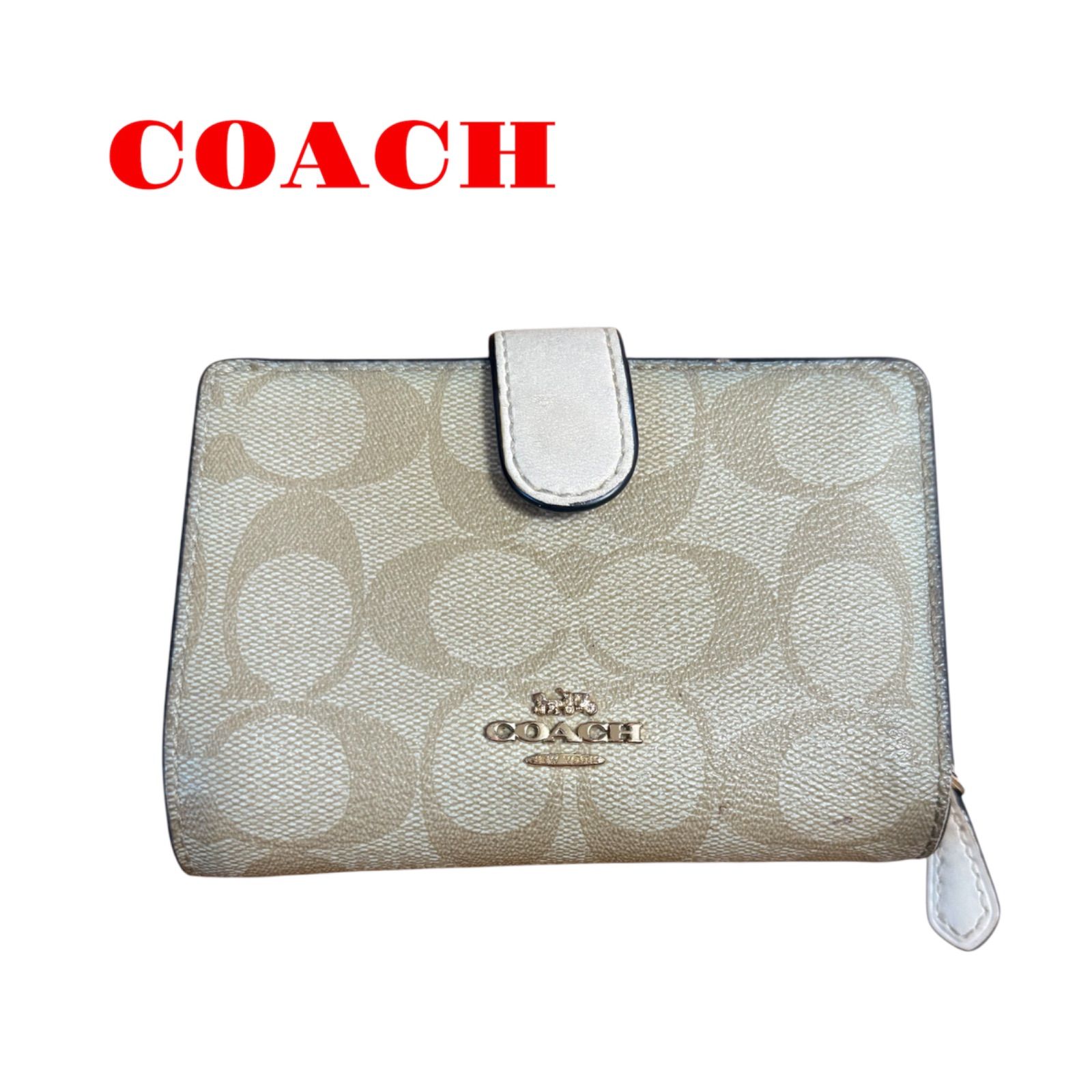 COACH コーチ 折りたたみ財布 シグネチャー 2つ折り財布 - メルカリ