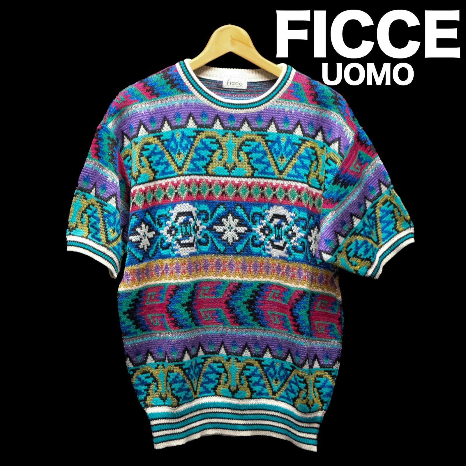 ficce UOMO 半袖ニットカットソー マルチカラー フリーサイズ