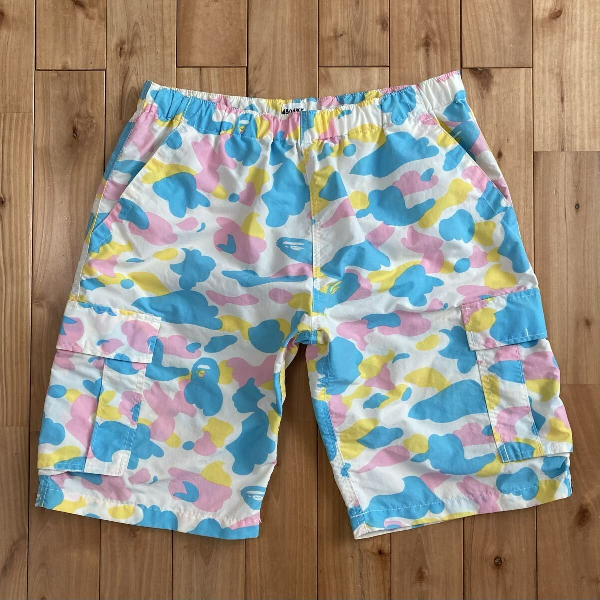 ★初期★ マルチカモ ナイロン ハーフパンツ Mサイズ a bathing ape BAPE shorts cotton candy camo multi camo エイプ ベイプ NIGO y75