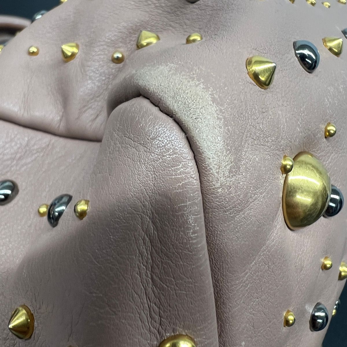 miumiu 希少 ミュウミュウ スタッズ 2way ハンドバッグ ショルダー 