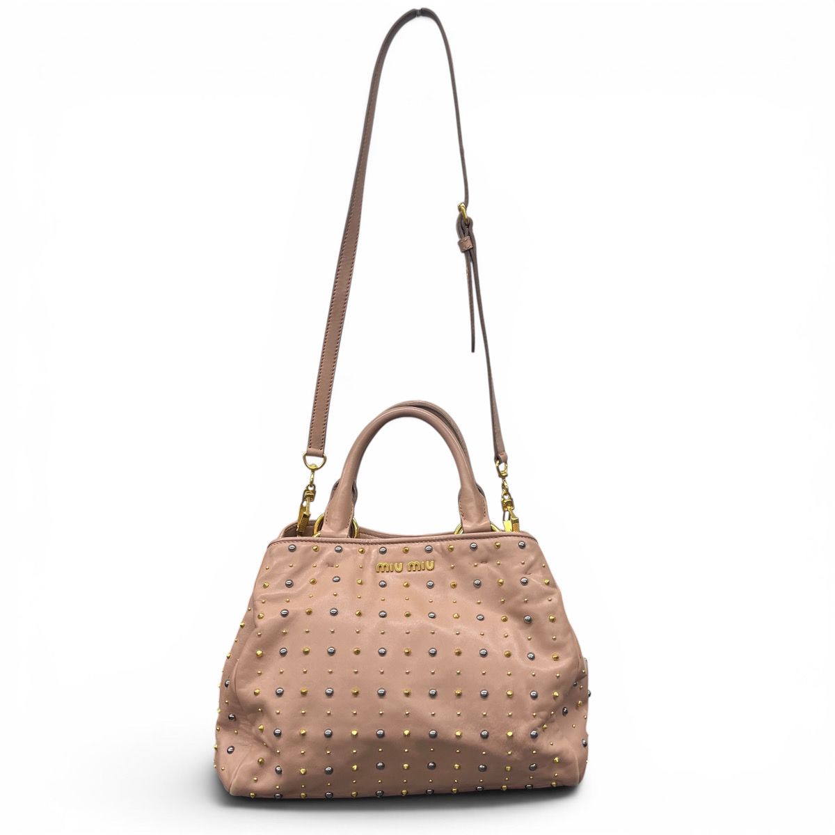 miumiu 希少 ミュウミュウ スタッズ 2way ハンドバッグ ショルダー 