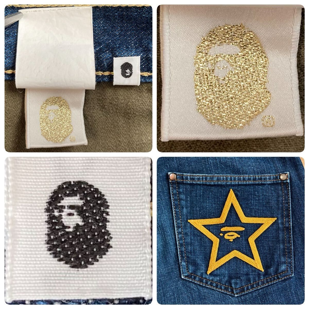 BAPESTA 刺繍 デニム ハーフパンツ Mサイズ a bathing ape BAPE sta