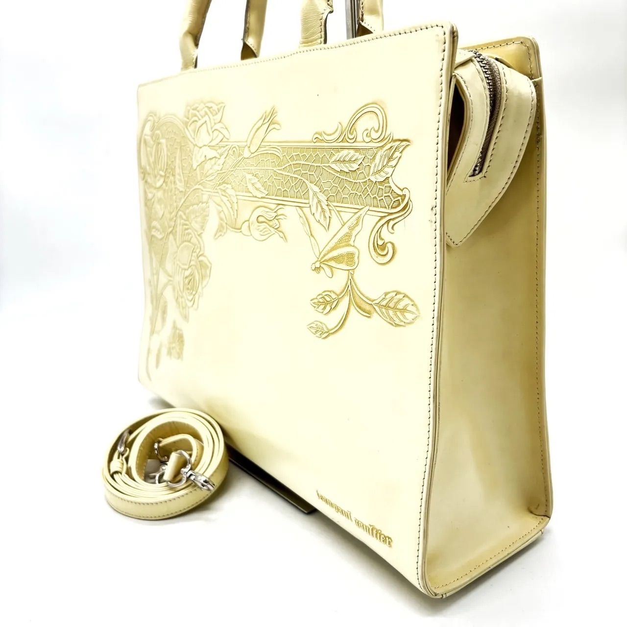 【良品】Jean Paul GAULTIER ジャンポールゴルチエ ニューローズ 2way ショルダーバッグ ハンド オールレザー 革 ベージュ 肌色 ユニセックス 男女兼用