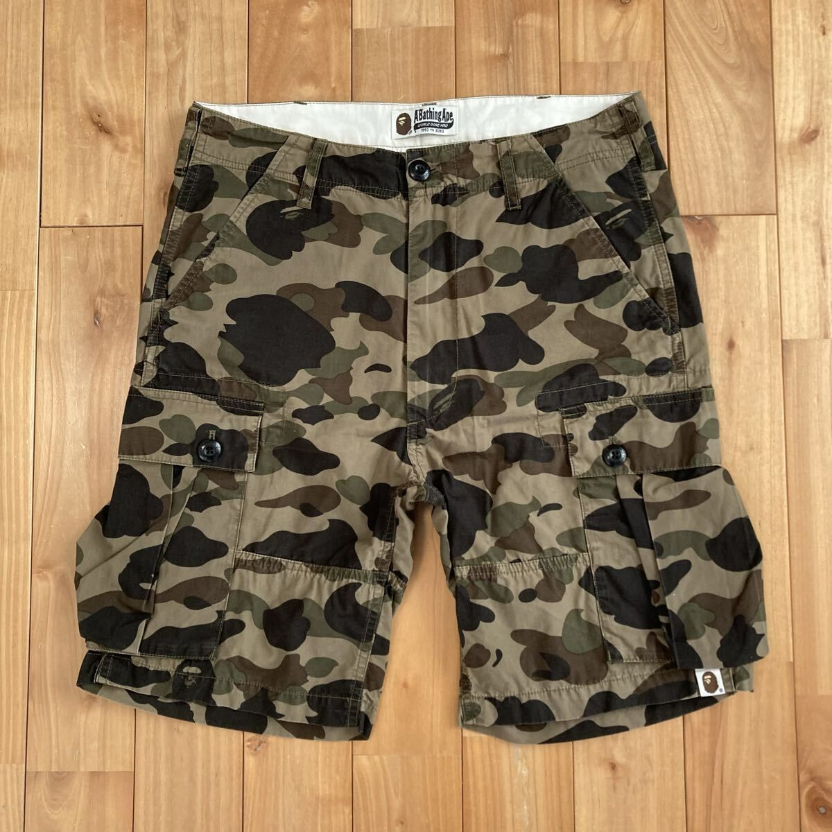 BAPE 1st camo green カーゴ ハーフパンツ Sサイズ a bathing ape cargo shorts エイプ ベイプ アベイシングエイプ ショーツ NIGO y8882