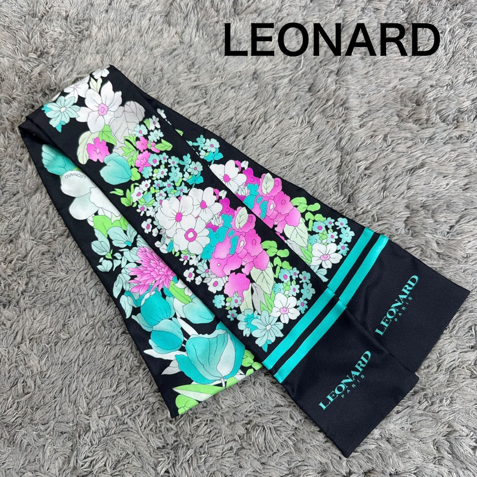 レオナール❤️シルクスカーフ LEONARD レオナール シルク100% 花柄 スカーフ イタリア製 - メルカリ