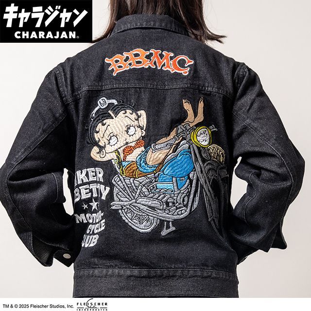 ベティー ブープTM「ヴィンテージバイカー」 キャラジャン ジージャン M L 3L デニム ジャケット Gジャン レディース アウター コート ゆったり デニムジャケット メンズコート メンズジャケット トラックジャケット 柔らか 薄い トップス カジュアル