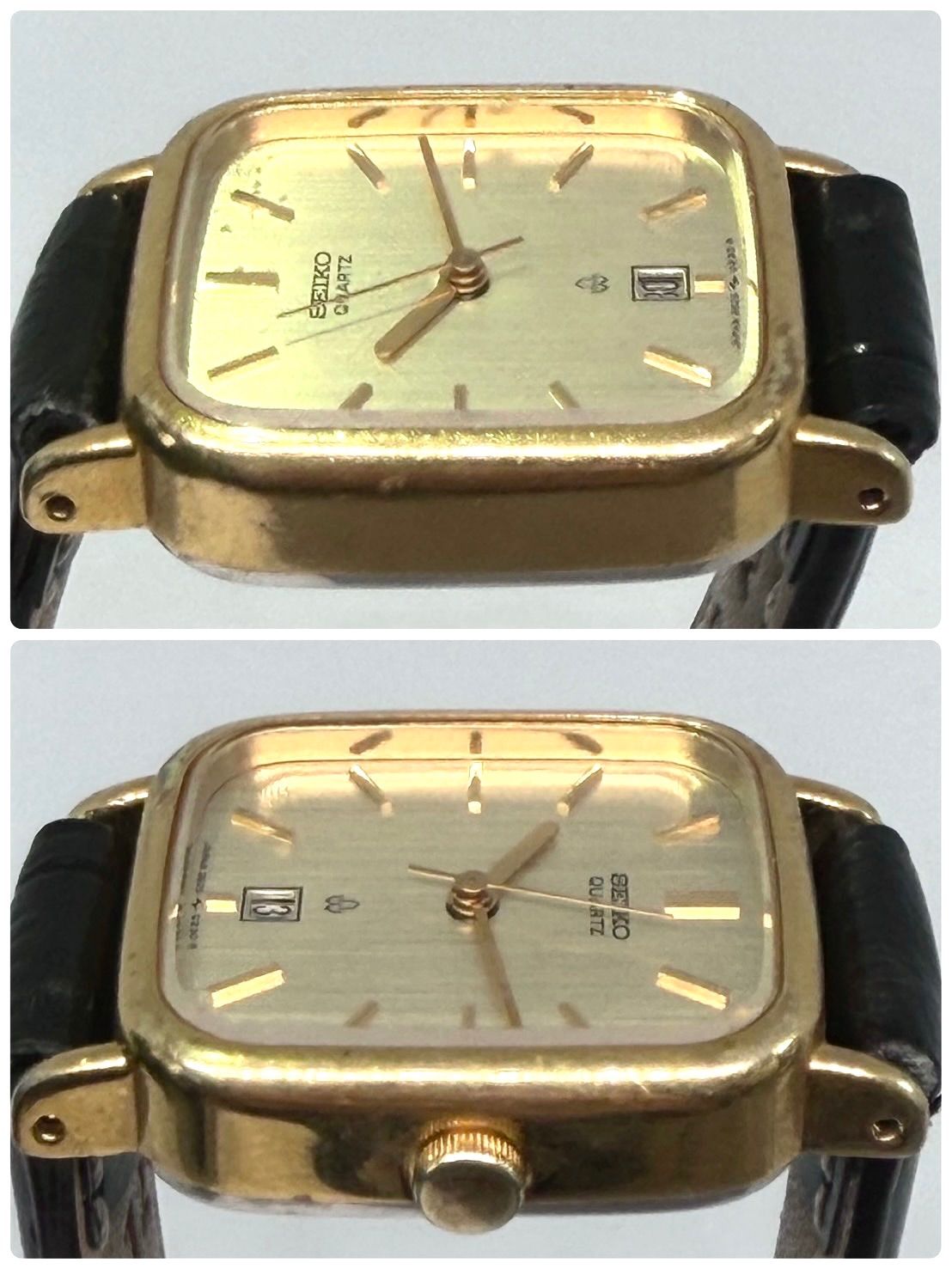 稼動/美品】SEIKO セイコー ドレスウォッチ クォーツ デイト ゴールド