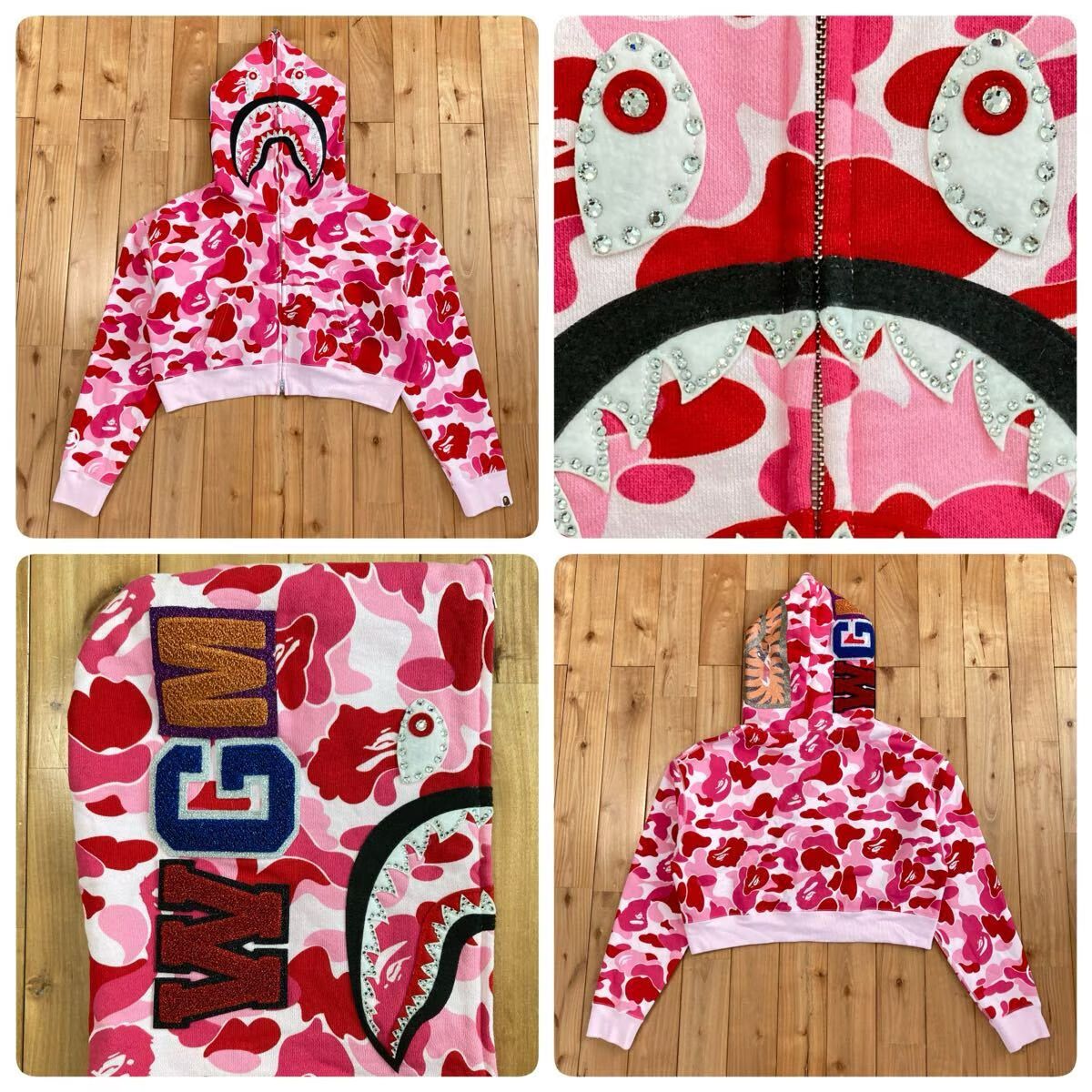 CRYSTAL STONE ABC CAMO PINK シャーク パーカー レディース Sサイズ