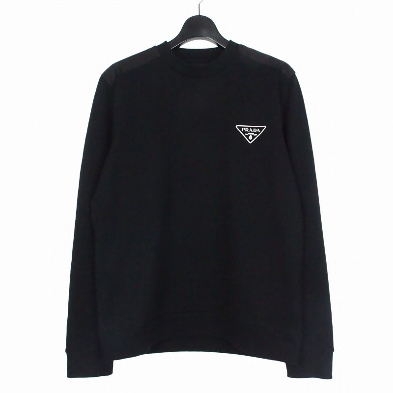 プラダ PRADA トライアングルロゴ スウェット トレーナー L ブラック 黒 UJL21A 国内正規