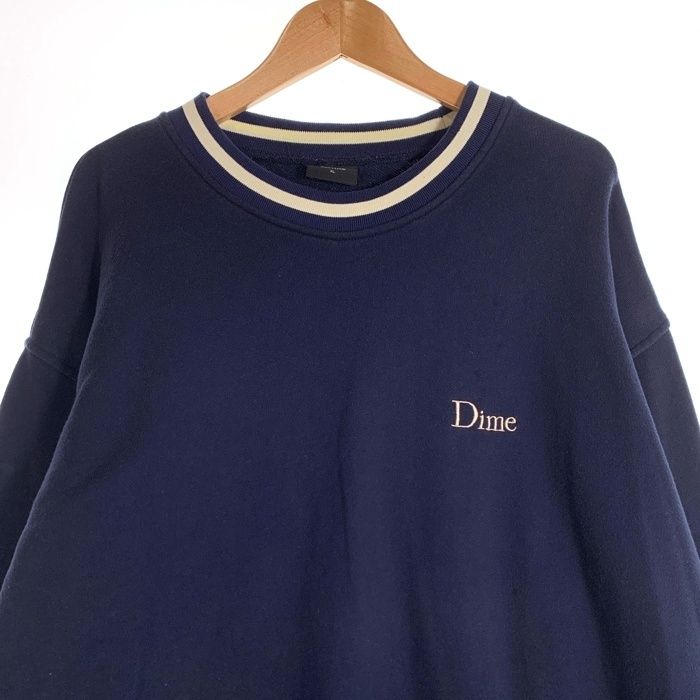 Dime ブラック クルーネック スウェット 筆記体スモールロゴクルー 