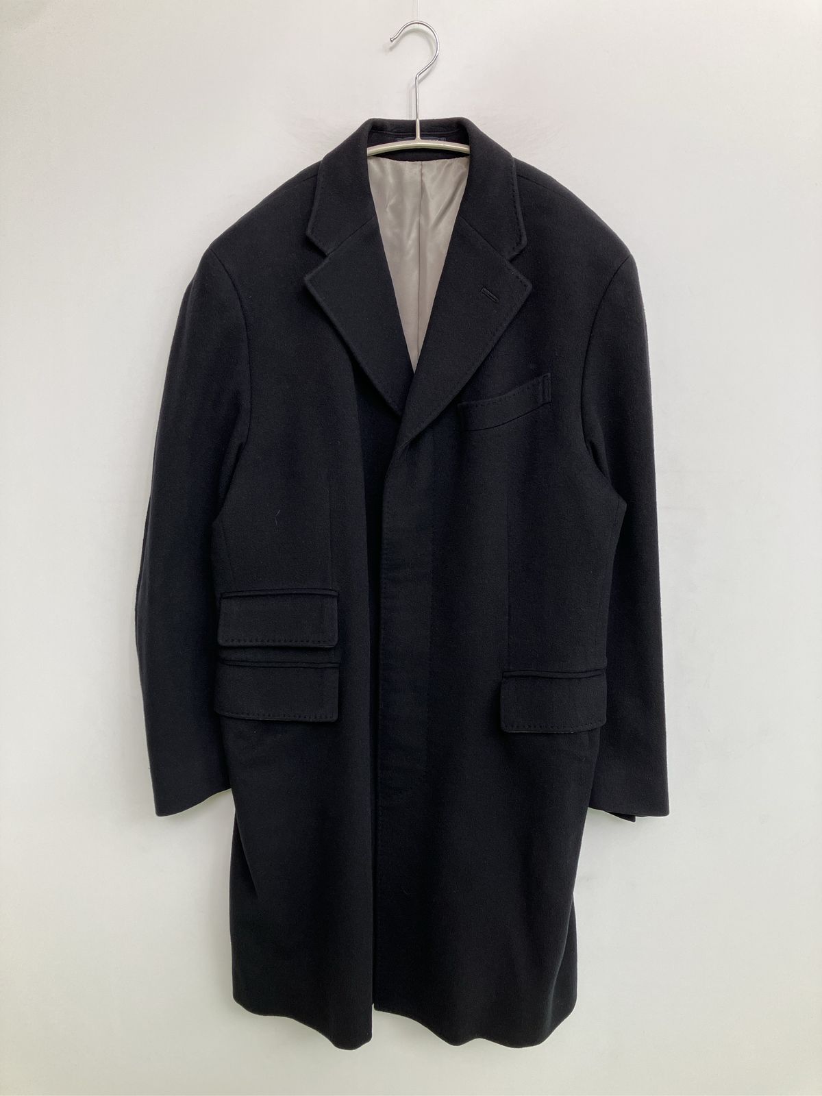 STYLE WORKS チェスターコート 46 ブラック カシミヤ 無地 ロング丈 フードなし
