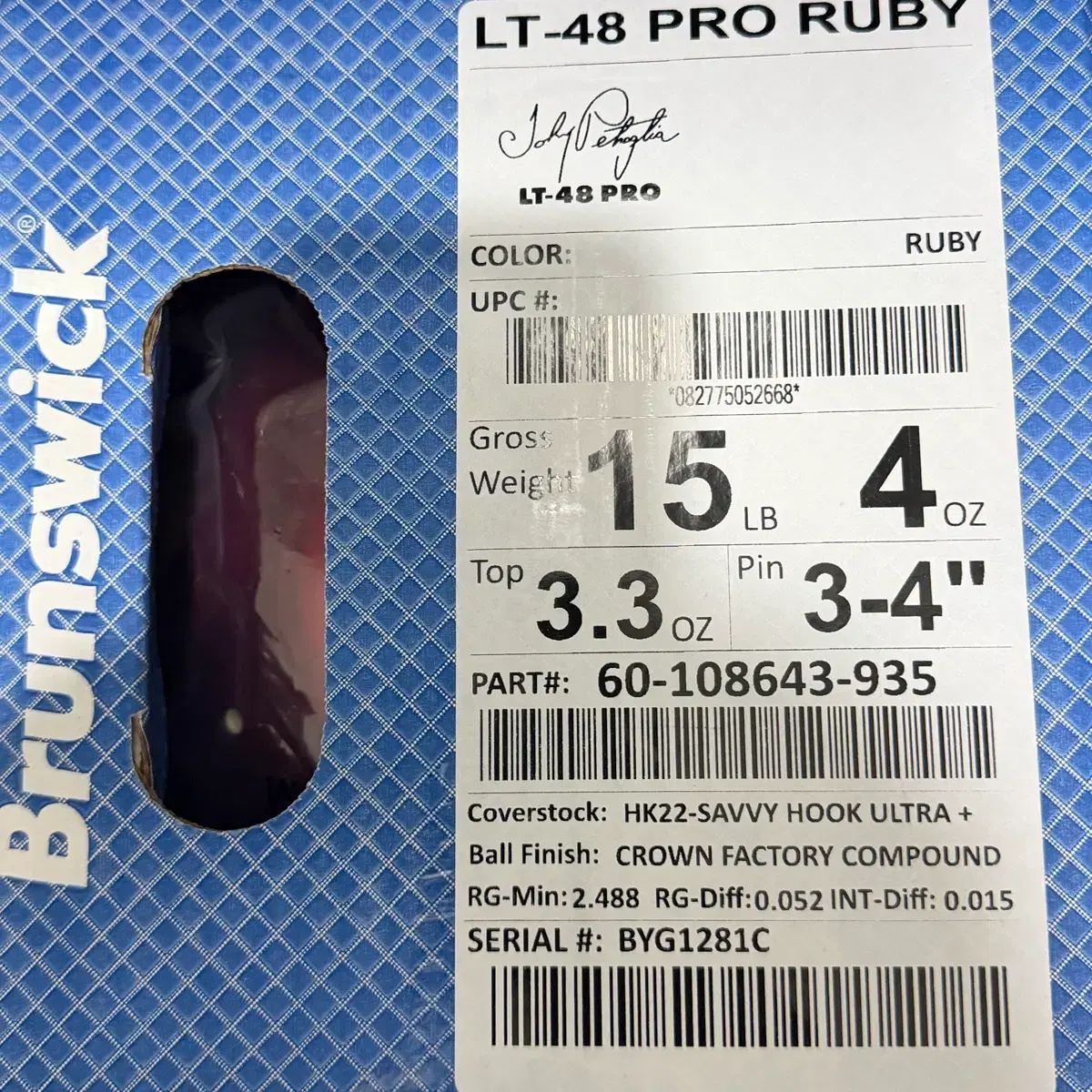 BRUNSWICK（ブランズウィック） LT - 48 PRO ルビー 15 パウンド ボーリング