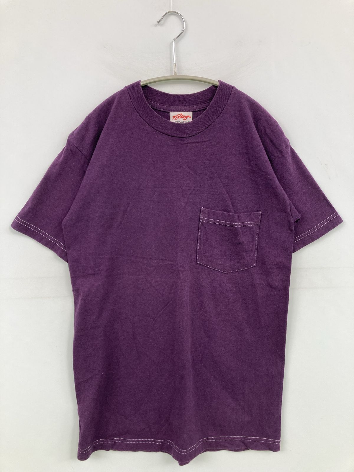 HEAVYWEIGHT FLobinson Tシャツ/カットソー S パープル 無地 ワンポイント ミドル丈 半袖 クルーネック(丸首)