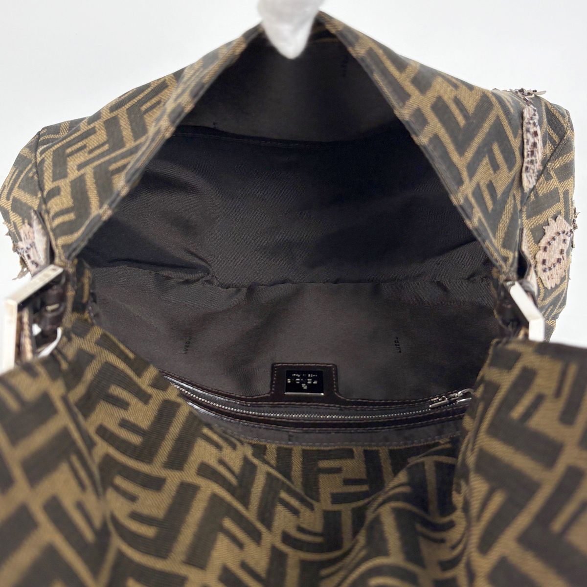 フェンディ マンマバケット ズッキーノ ショルダーバッグ キャンバス 26325 グレー レディース FENDI  中古 FENDI（フェンディ） マンマバケット ズッキーノ ショルダーバッグ