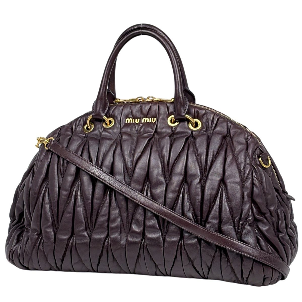 ミュウ ミュウ Miu Miu マテラッセ ハンドバッグ 2WAY レザー ボルドー