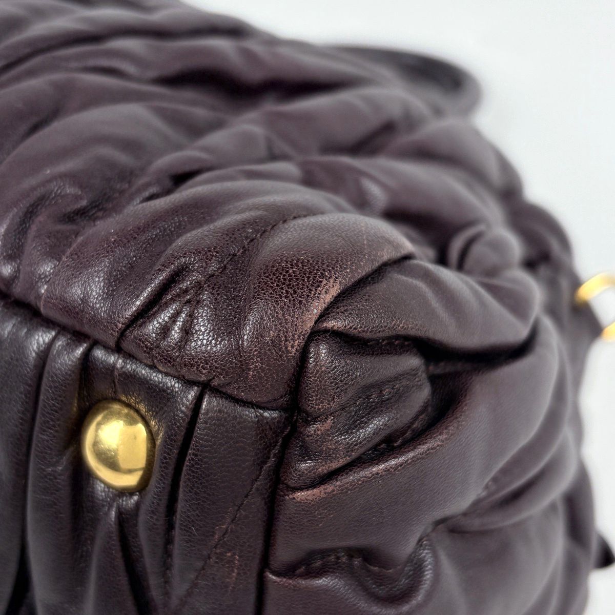 ミュウ ミュウ Miu Miu マテラッセ ハンドバッグ 2WAY レザー ボルドー