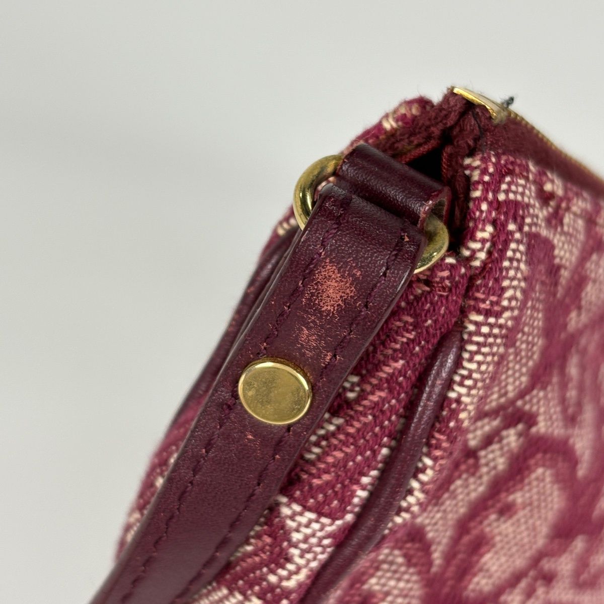 クリスチャン・ディオール Christian Dior サドルバッグ ボルドー トロッター/キャンバス レディース ショルダーバッグ クリスチャンディオール Christian Dior トロッター柄 サドルバッグ