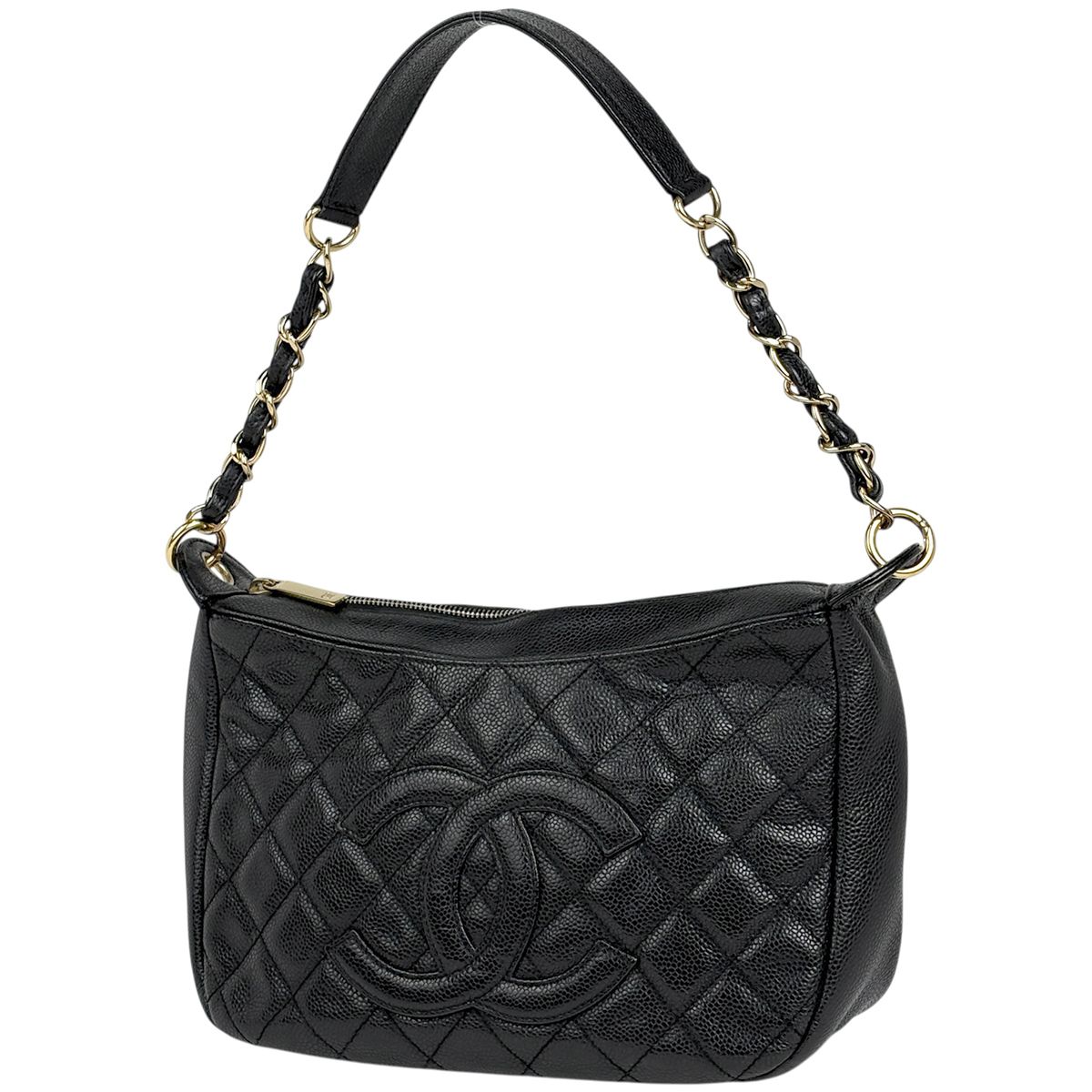 シャネル CHANEL ココマーク チェーン ショルダーバッグ マトラッセ キャビアスキン ブラック レディース 【中古】