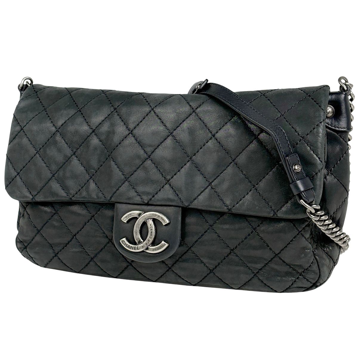 シャネル ワイルドステッチ ココマーク 斜め掛け チェーン ショルダーバッグ レザー レディース CHANEL 【1-0257166】 CHANEL（シャネル） ワイルドステッチ マトラッセ ココマーク W