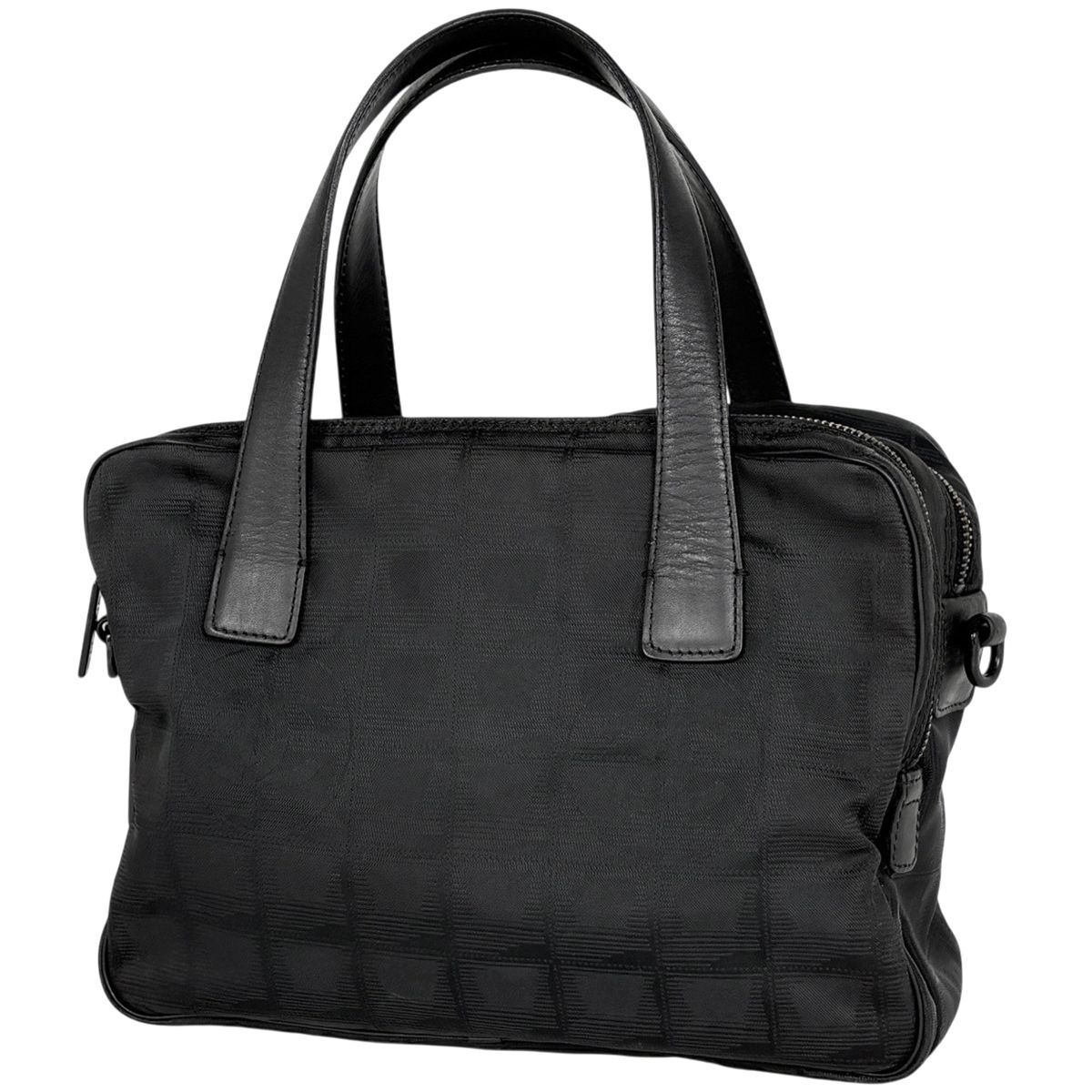 シャネル CHANEL ニュートラベルライン ハンドバッグ ナイロンジャガード ブラック レディース 【中古】
