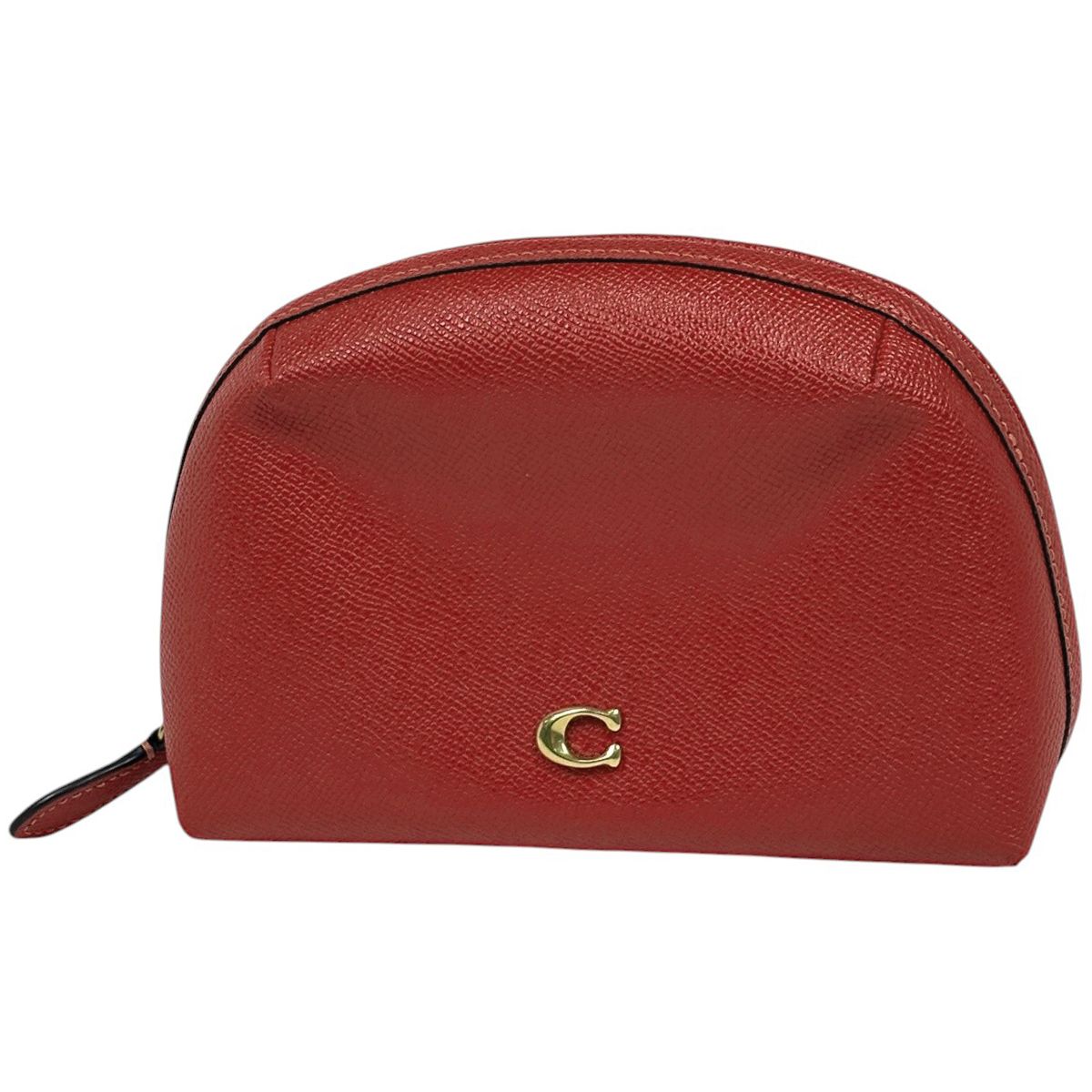 コーチ COACH ロゴ ポーチ メイク アクセサリー 小物入れ 化粧ポーチ レザー レッド C3489 レディース 【中古】