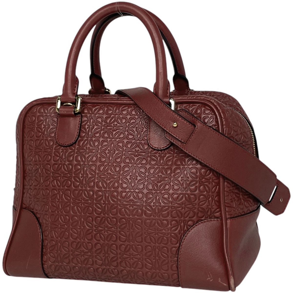 ロエベ LOEWE アナグラム ハンドバッグ 2WAY レザー レッド レディース 【中古】